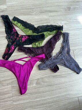 Women's Lace-Trim Thong Panty Pack - Mixed Colors